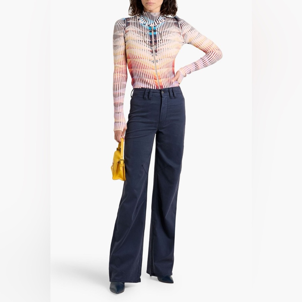 Paige NWT Sasha Twill High Rise Wide Leg Navy Blue Pants Sz 27 - Picture 3 of 11